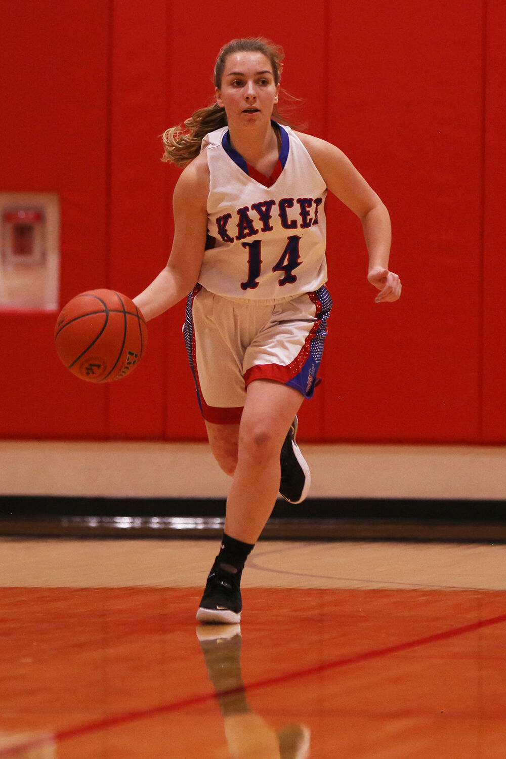 Casey LeDoux returns the ball down court for Kaycee
